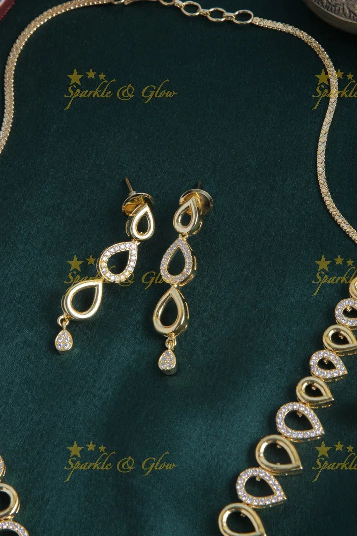 Beautiful drop design AD stone short necklace - Sparkle and Glow