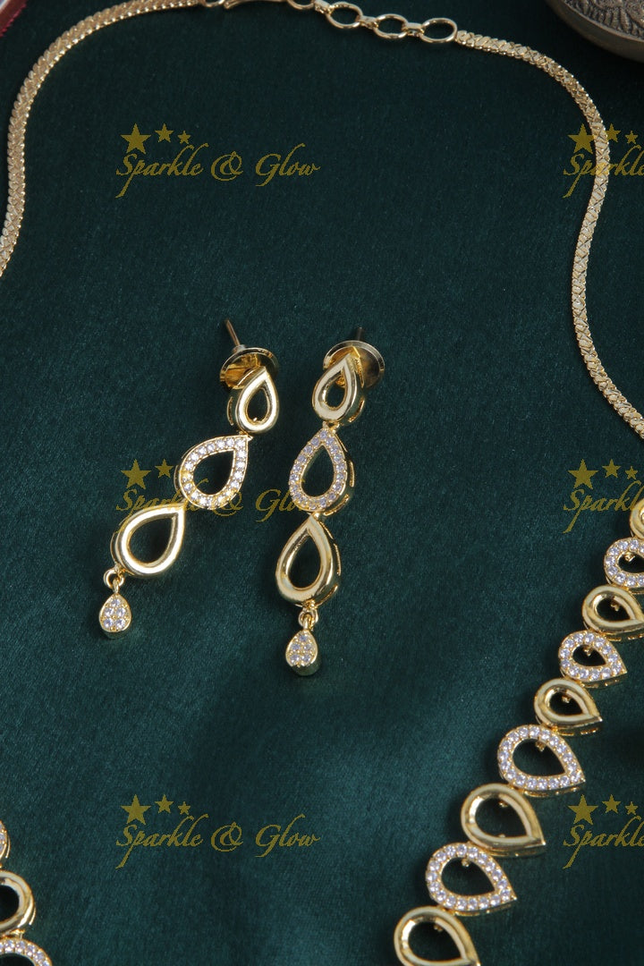 Beautiful drop design AD stone short necklace