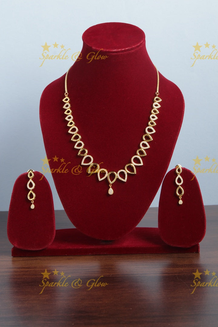 Beautiful drop design AD stone short necklace