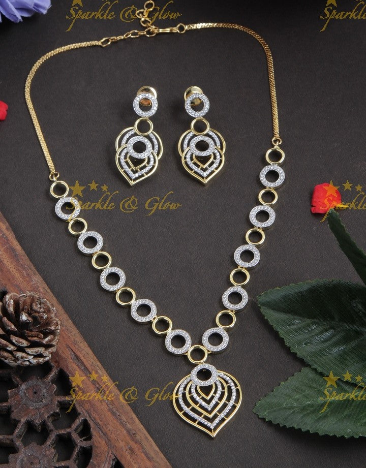 Dual shade ball design AD stone necklace