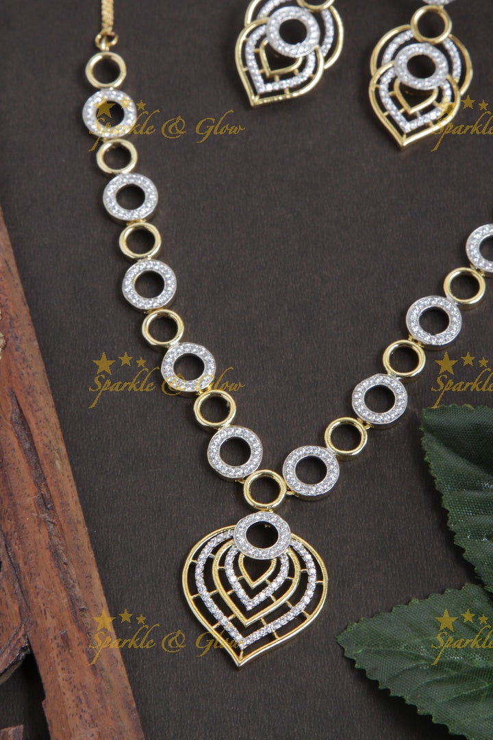 Dual shade ball design AD stone necklace