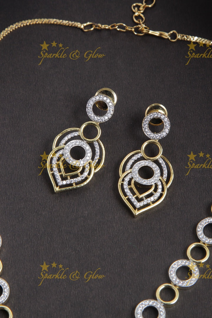 Dual shade ball design AD stone necklace