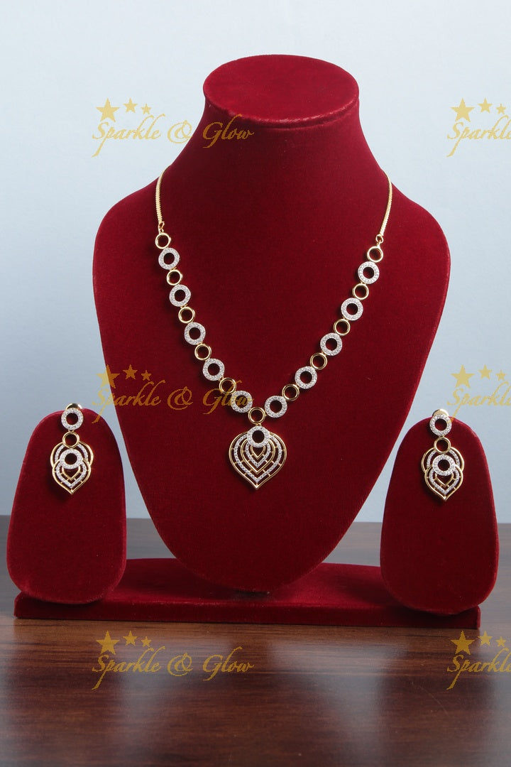 Dual shade ball design AD stone necklace