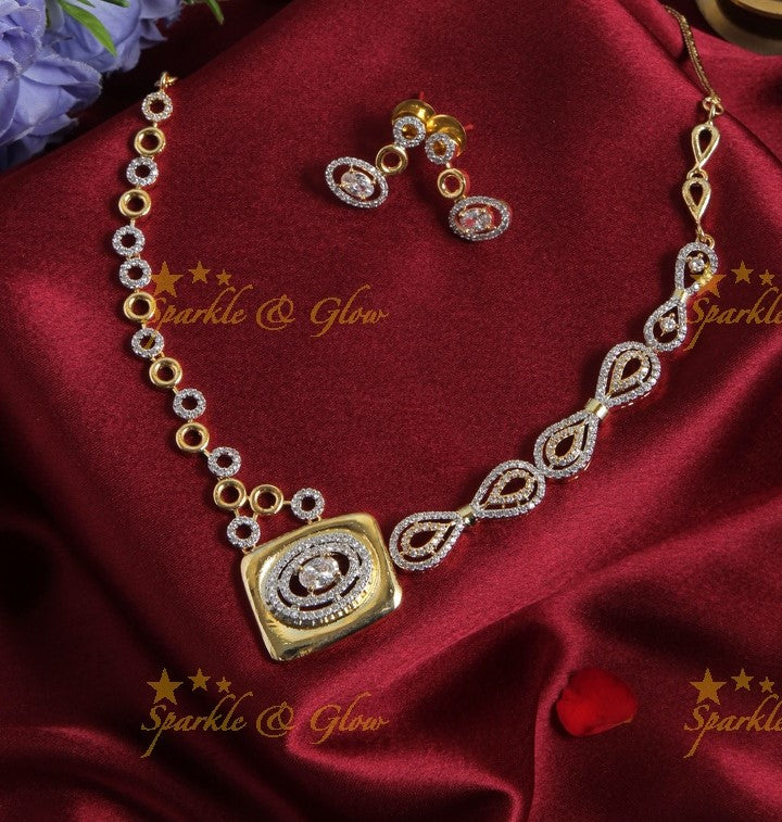 Statement geomtric unique dual polish AD short necklace