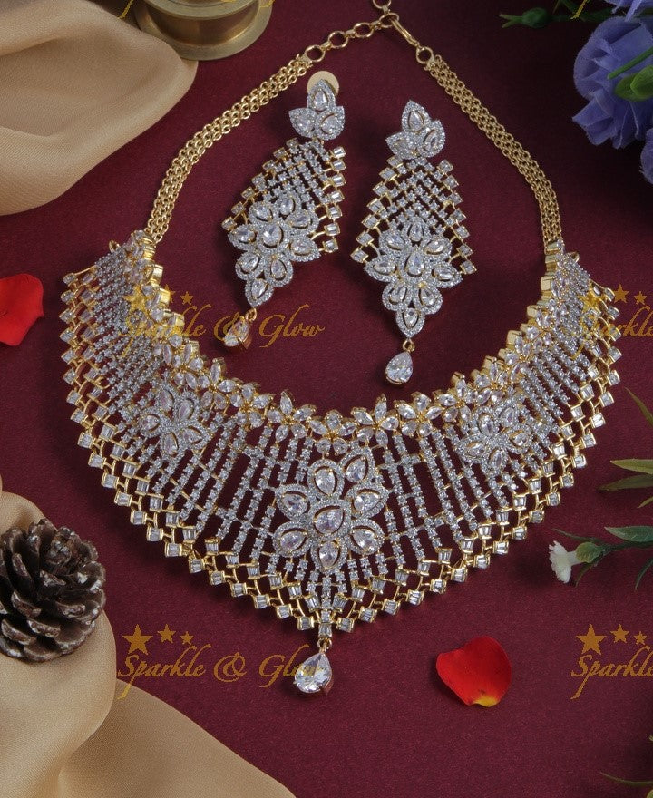 Glittering GJ polish floral choker - pink