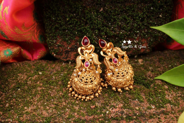 Peacock Kasu Jhumkas | Traditional Design