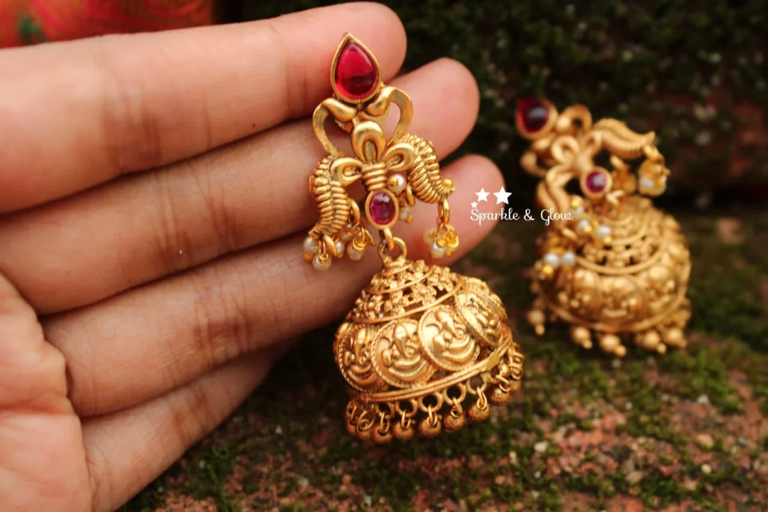 Peacock Kasu Jhumkas | Traditional Design