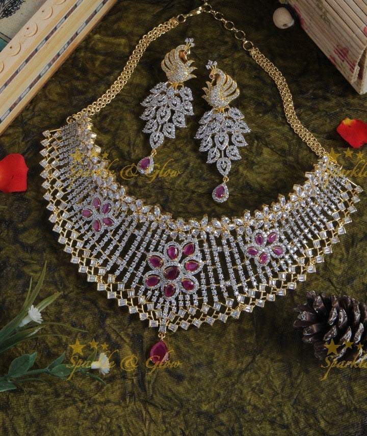 Glittering GJ polish floral choker - pink