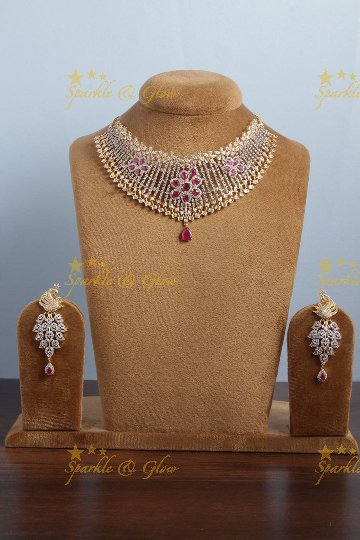 Glittering GJ polish floral choker - pink