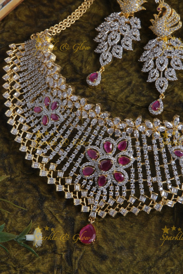 Glittering GJ polish floral choker - pink