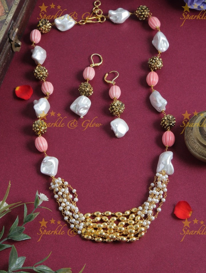Beautiful long sea stone necklace