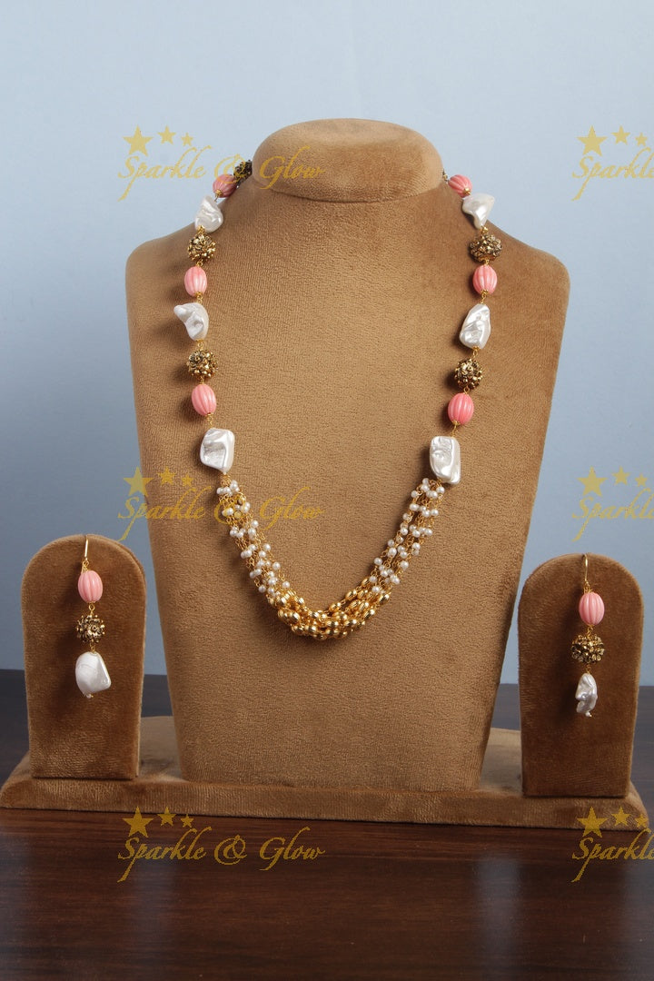 Beautiful long sea stone necklace
