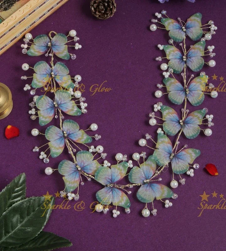 Beautiful butterfly blue shade pearl hair accessory - Sparkle and Glow