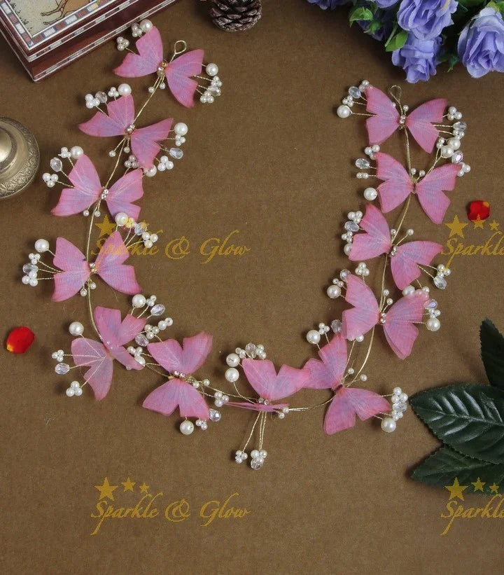 Beautiful butterfly blue shade pearl hair accessory - Sparkle and Glow