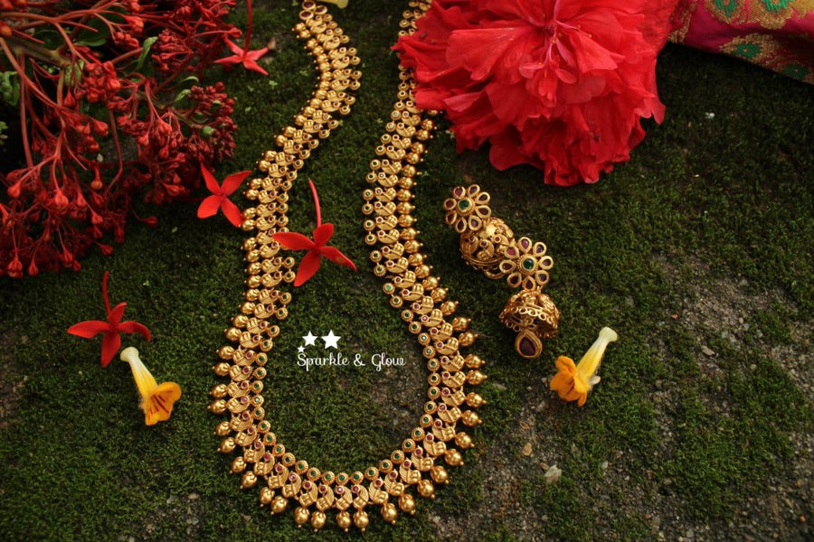 Simple and elegant peacock long haram - Sparkle and Glow