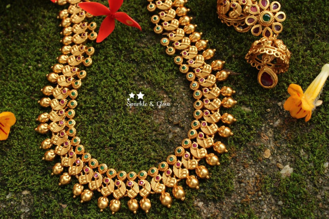 Simple and elegant peacock long haram - Sparkle and Glow