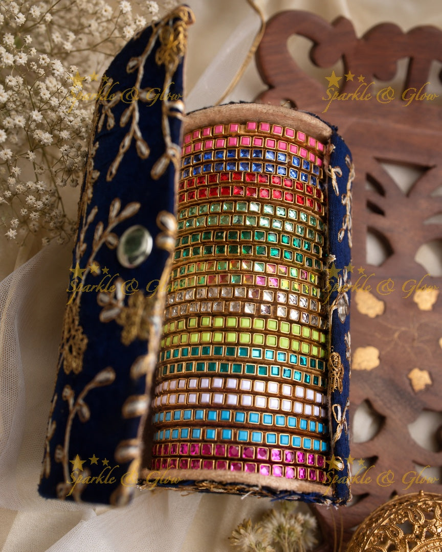 Square Kundan Silk Thread Bangles - 12 Pack Return Gifts