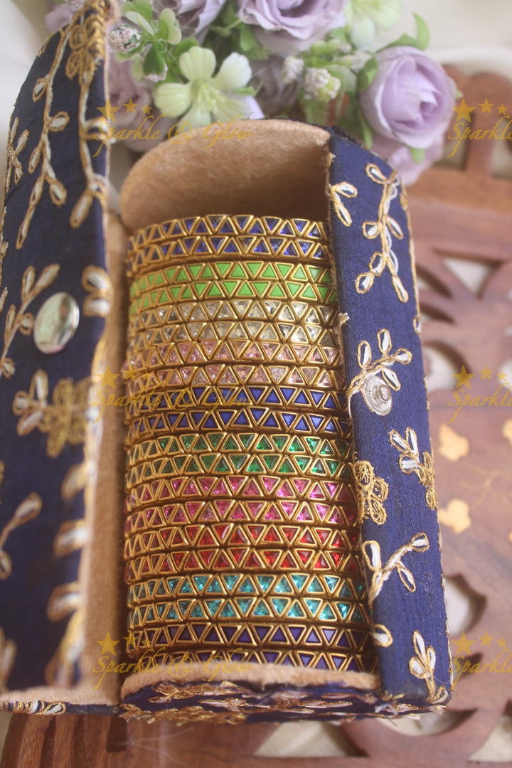 Kundan stone traingle shaped silk thread bangles one dozen for return gifts