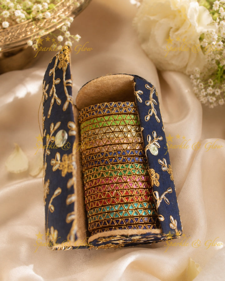Triangle Kundan Silk Thread Bangles - 12 Pack Return Gifts