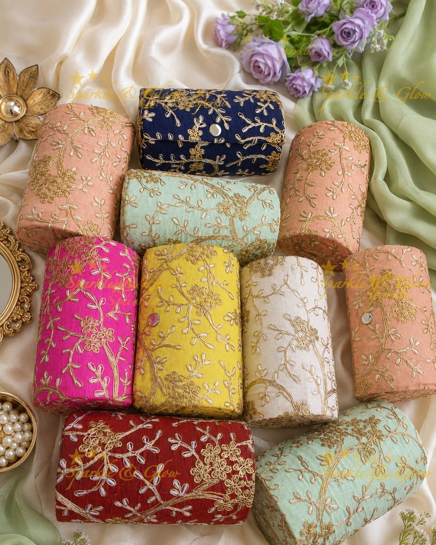 6-Inch Silk Embroidered Bangle Organizer Box- Set of 10pcs