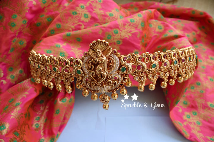 Krishna playing flute hipbelt made with premium quality gold alike polish