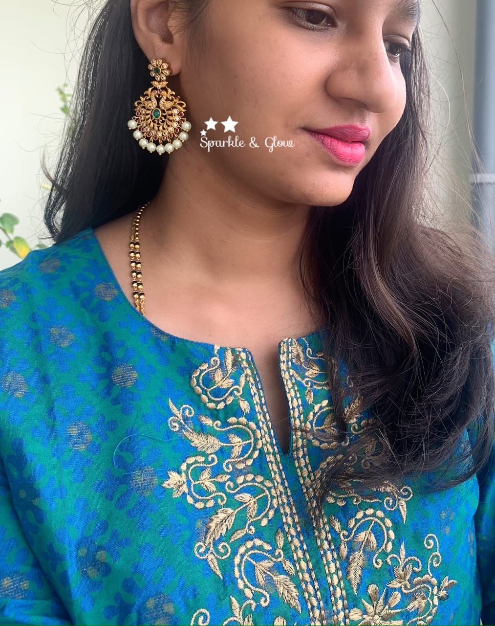 Premium quality matte peacock bali with CZ stones