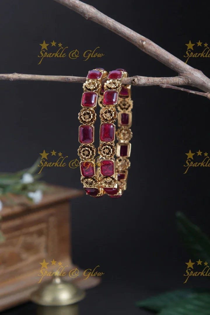 Antique star design stone bangle - Sparkle and Glow