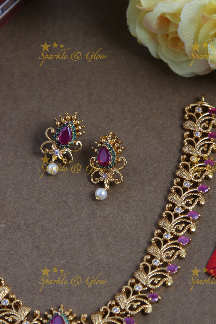 Fabulus leaf branch short necklace