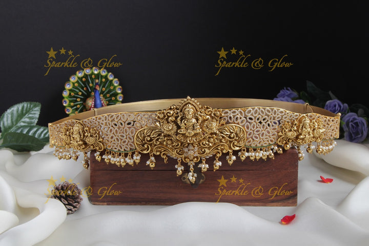Exquisite lakshmi peacock gold alike AD hipbelt
