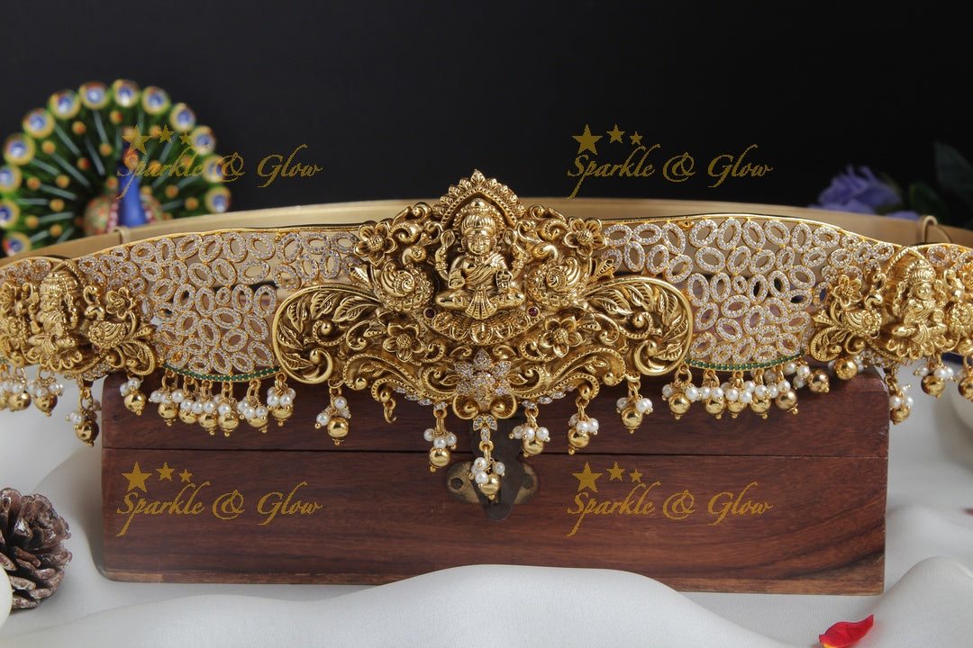 Exquisite lakshmi peacock gold alike AD hipbelt
