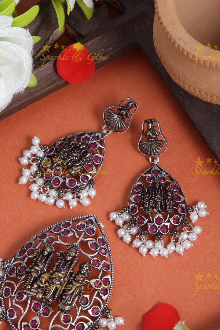 Beautiful silver lord rama pearl pendent set