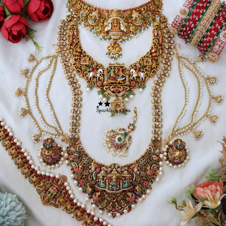 Divine details, bridal grandeur—temple bridal sets made to own your big day
Wedding Season Sale Get 15% discount on sitewide
Get Free Gift Above 10k
Get Free Shipping above 7.5k &30k(Domestic&
International)
Get 7% discount on First Order
1.ID 27949
2.ID L-27355,S-27360,C-13722,EC-23479,H-27190,M-24492,B-26505
3.ID L-27175,S-26525,C-26397,EC-9536,H-26387,M-26871,B-27440_2_4
4.ID L-27356,S-27359,C-13723,EC-23478,H-27165,M-16119,B-26512
5.ID SET-27217,C-26397,EC-18795,H-26387,B-27439_2_4
Visit website to plac