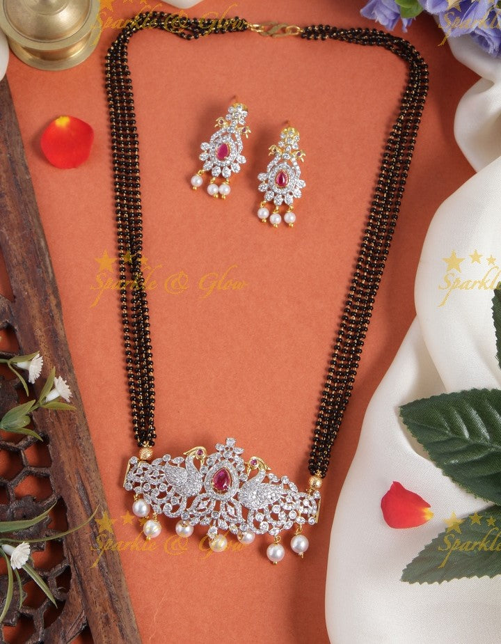 Glittering GJ polish long black beads necklace - Green