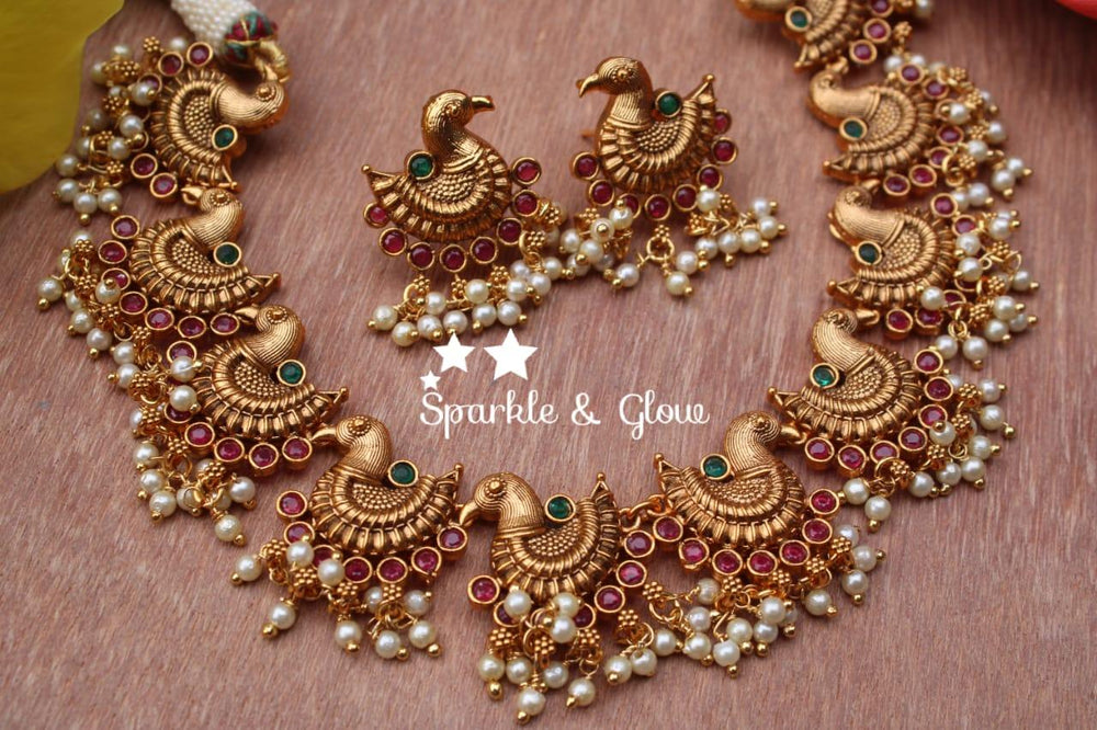 Premium quality matte peacock style gutta pusalu - Sparkle and Glow