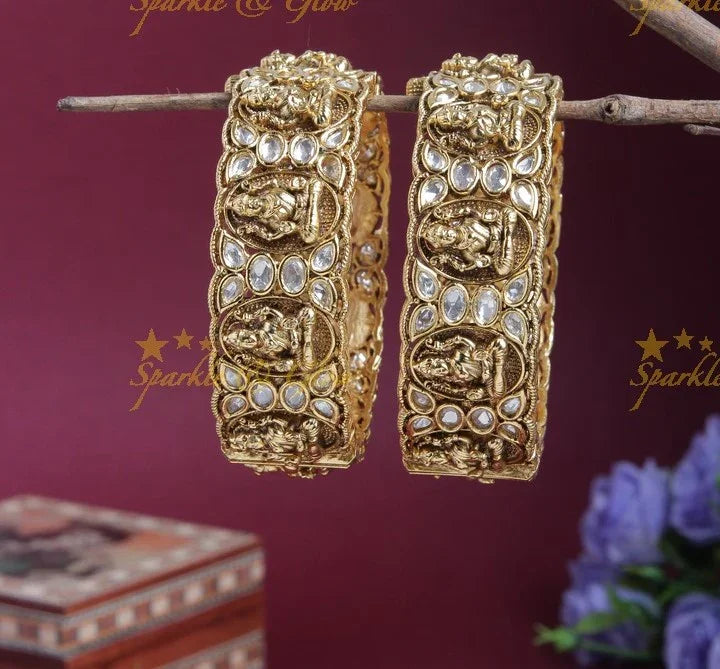 Glorious Lakhsmi kundan stone bangles - Sparkle and Glow