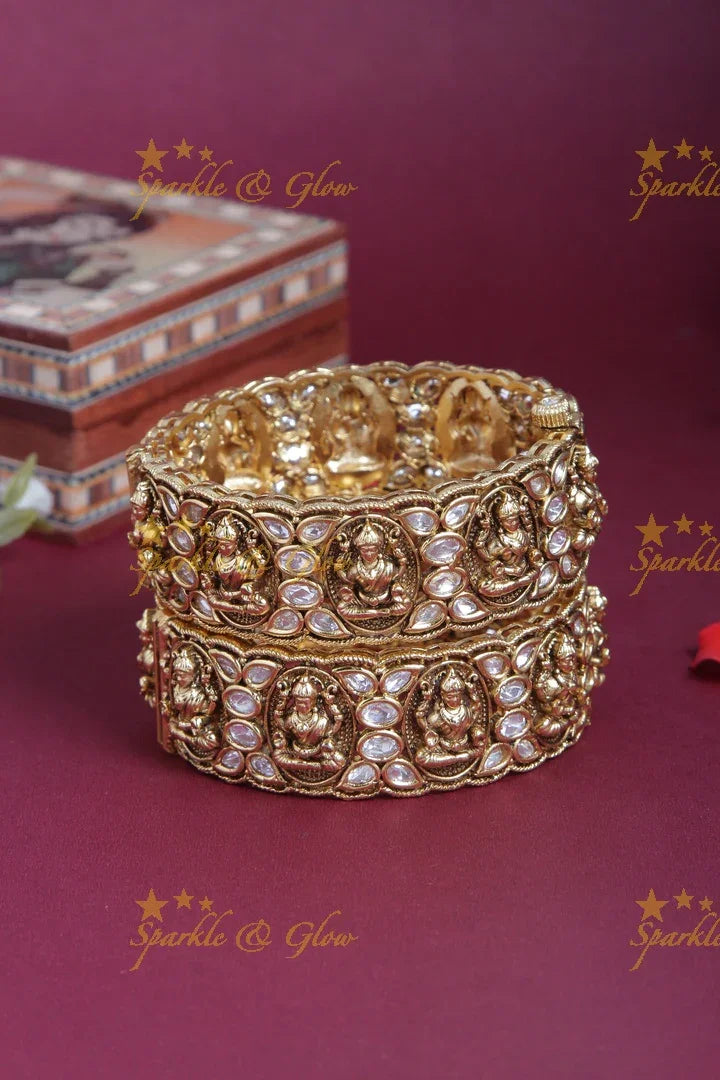 Glorious Lakhsmi kundan stone bangles - Sparkle and Glow