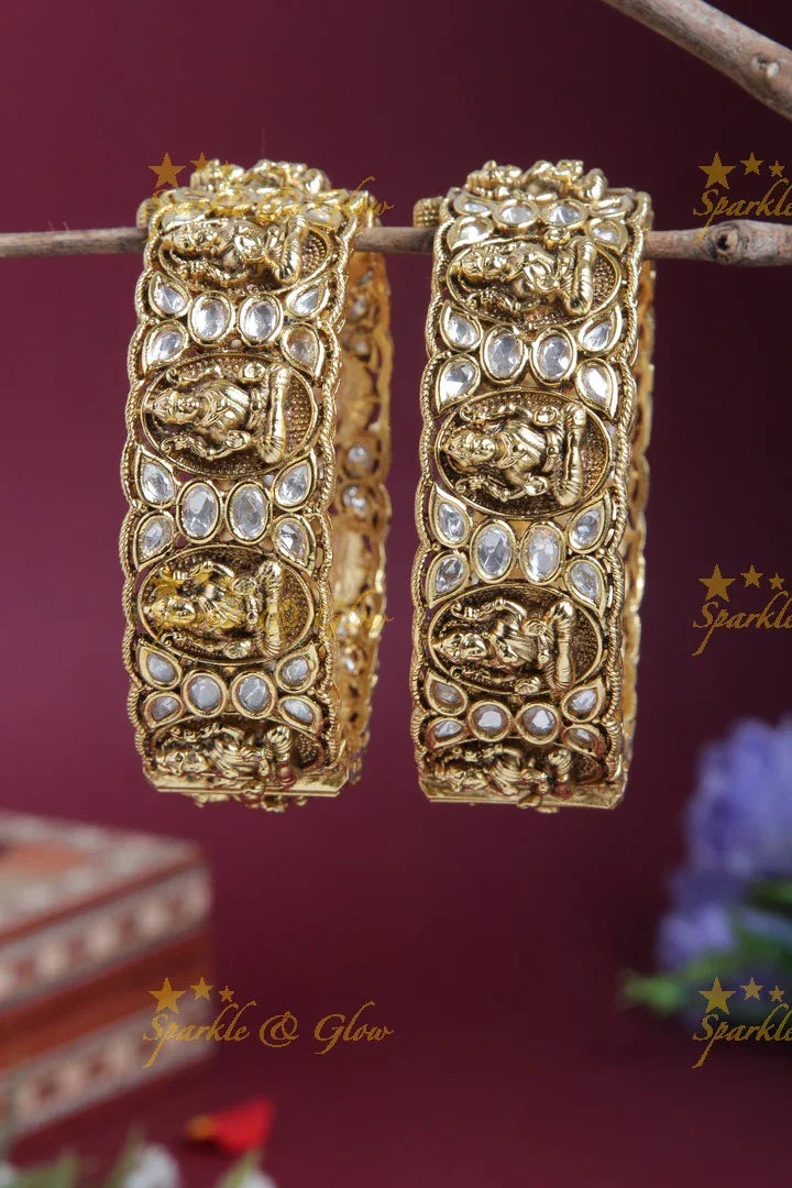Glorious Lakhsmi kundan stone bangles - Sparkle and Glow