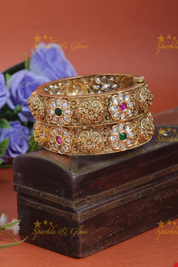 Beautiful floral stone bangles - Sparkle and Glow