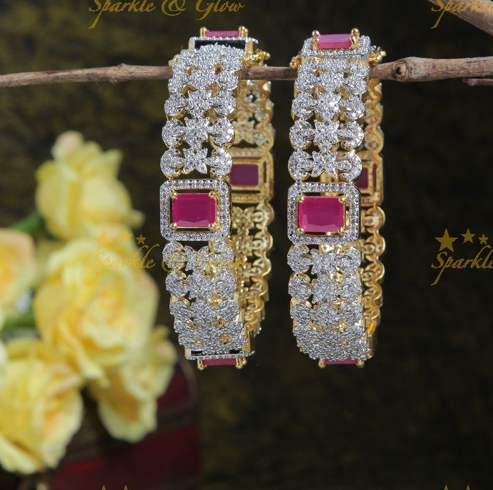 Glittering GJ Polish floral stone bangles