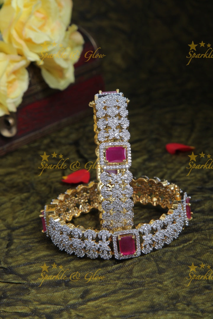 Glittering GJ Polish floral stone bangles