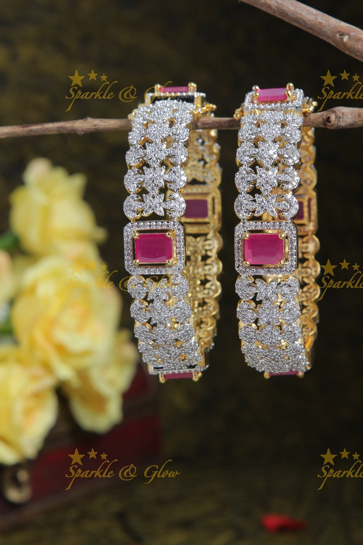 Glittering GJ Polish floral stone bangles