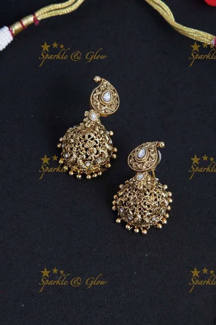 Gold alike Mango peacock haram - White - Sparkle and Glow