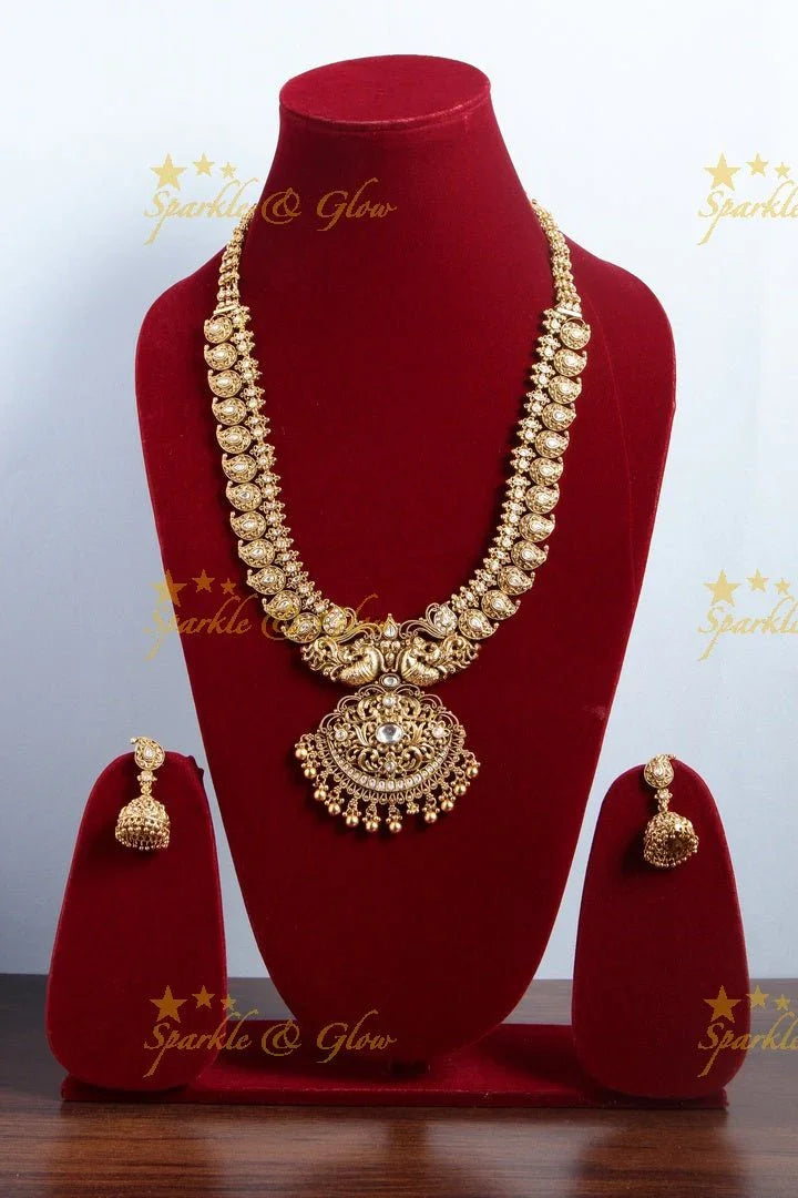 Gold alike Mango peacock haram - White - Sparkle and Glow