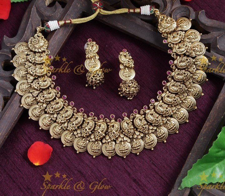 Gold alike Peacock Coin necklace - Multi - Sparkle and Glow - Pink - Back Thread