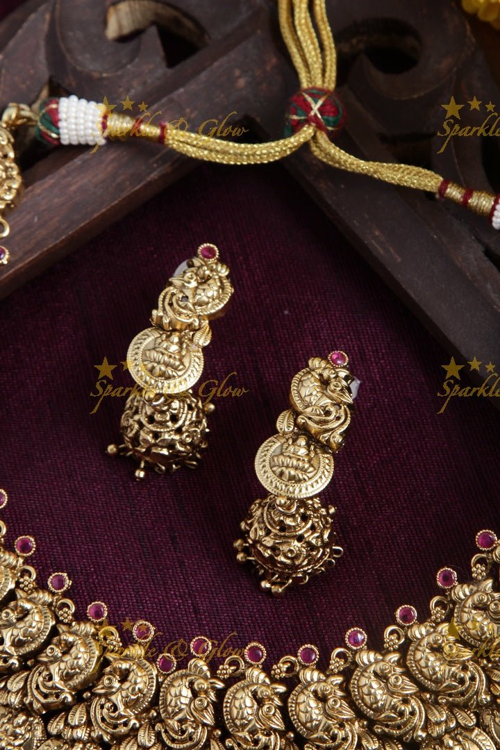 Gold alike Peacock Coin necklace - Multi - Sparkle and Glow - Pink - Back Thread