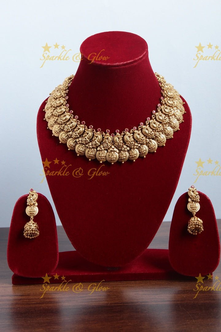 Gold alike Peacock Coin necklace - Multi - Sparkle and Glow - Pink - Back Thread