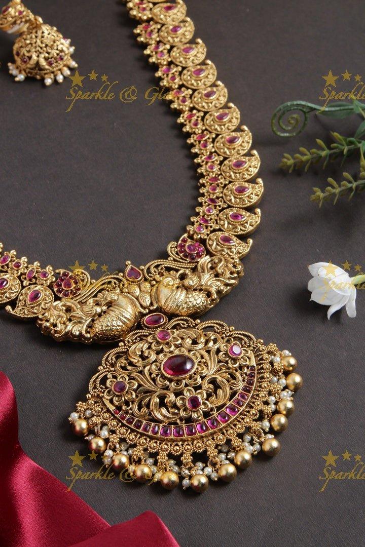 Gold alike Mango peacock haram - White - Sparkle and Glow