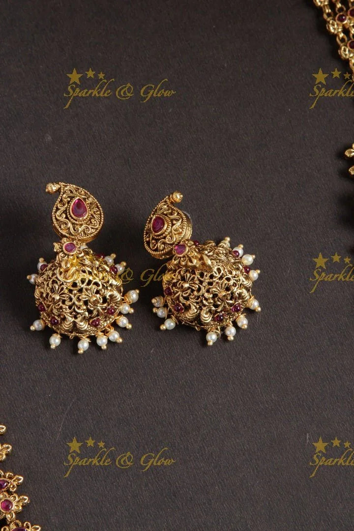 Gold alike Mango peacock haram - White - Sparkle and Glow