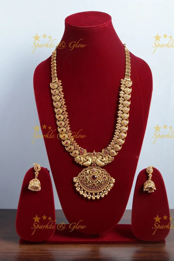 Gold alike Mango peacock haram - White - Sparkle and Glow