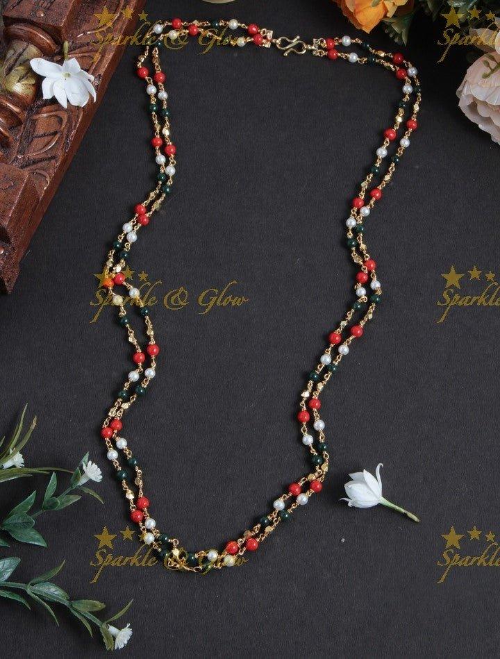 Budgetted bead necklace - Dark Green - Sparkle and Glow